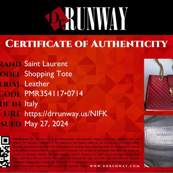 Saint Laurent Large Red “Cassandre” Tote  & Matching Wallet - Picture 16 of 16